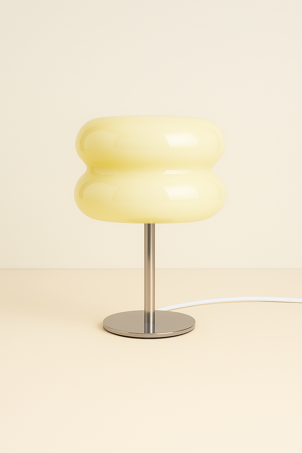 Soft warm beige GlowPop table lamp with dimmable LED light for minimalist interiors
