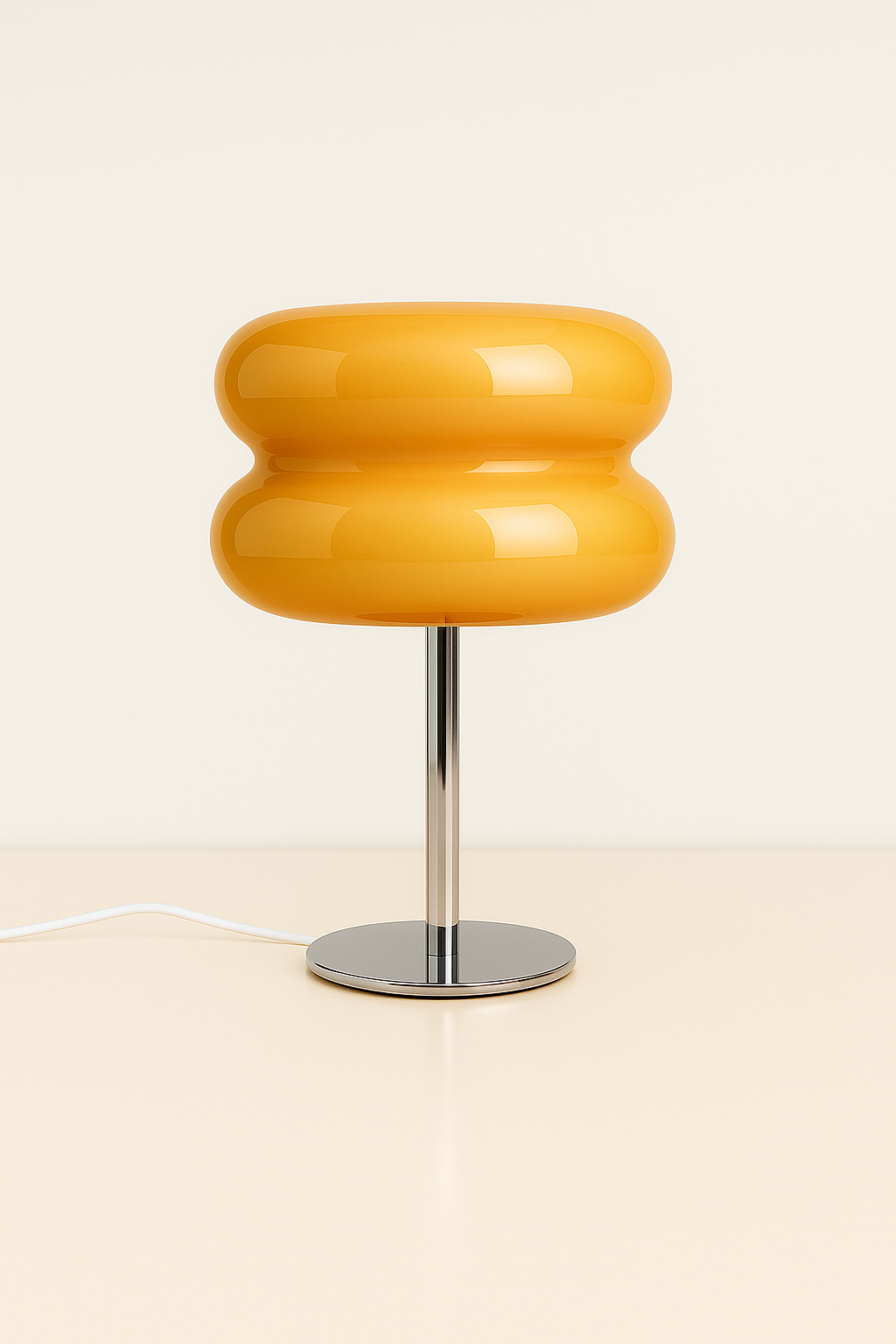 Amber honeycomb glass table lamp with sculptural glow"